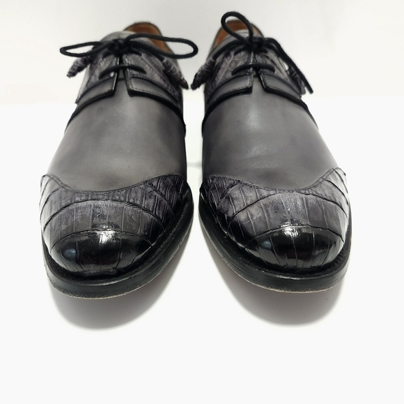 Mezlan Boyd Mens Crocodile Calfskin Shoes Size 9 M Grey Made In Spain - Picture 3 of 10